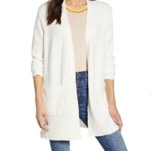 Qixing White Cardigan Sweater Size L